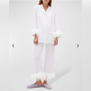 Sleeper Double Feather Trim PJ Set (White)